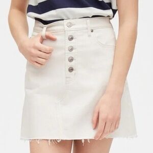 GAP White Raw Hem Cotton Denim Boho High Rise Button Fly Mini Skirt